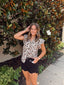 Leopard Flutter Sleeve Button Up