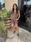 Leopard Flowy Romper With Tie Strap