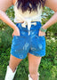 Western Print Denim Shorts