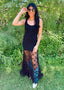 Ribbed Lace Maxi Dress