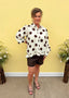 Ruffle Hem Oversized Polka Dot Top