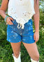 Western Print Denim Shorts