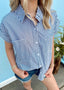 Short Sleeve Pinstripe Button Up