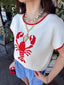 Lobster Motif Short Sleeve Knit Top