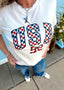 Checkered USA White Tee w/ Bow
