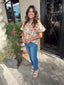 Balloon Sleeve Floral V-Neck Top