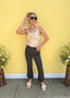 Polka Dot Crop Flare Jean