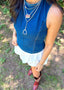 Back Tie Denim Top