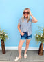 Short Sleeve Pinstripe Button Up