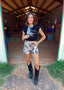Cow Print HR Denim Shorts