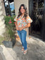 Balloon Sleeve Floral V-Neck Top