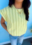 Round Neck Bubble Hem Stripe Top