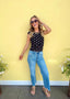 Polka Dot Boat Neck Knit Top