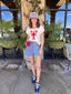 Lobster Motif Short Sleeve Knit Top