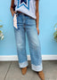Two Toned Hem Wide Leg Jean