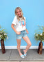 Multi-Pattern TEXAS White Tee w/ Bow