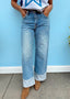 Two Toned Hem Wide Leg Jean