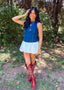 Back Tie Denim Top