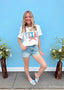 Multi-Pattern TEXAS White Tee w/ Bow