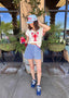 Lobster Motif Short Sleeve Knit Top