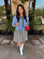 Blue Stripe Collared Button Up Shirt w/ Star Embroidery