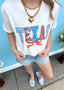 Multi-Pattern TEXAS White Tee w/ Bow