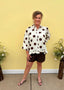 Ruffle Hem Oversized Polka Dot Top