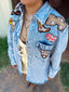 Garment Washed Snap Up Denim Jacket