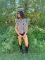 Ruffle Shoulder Stripe Denim Vest
