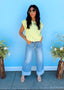 Round Neck Bubble Hem Stripe Top