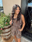 Leopard Flowy Romper With Tie Strap