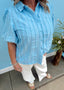 Textured Stripe Puff Sleeve Top