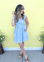 Floral Chambray Denim Wide Strap Dress
