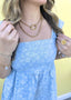 Floral Chambray Denim Wide Strap Dress