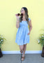 Floral Chambray Denim Wide Strap Dress